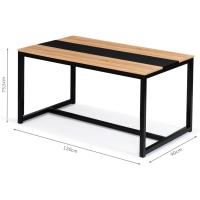 comedor rectangular Dover para 6 personas, banda central negra, diseño industrial, 120 cm - details 2