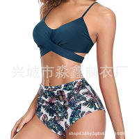 Bikini de dos piezas de cintura alta con estampado de leopardo, traje de baño sexy para mujer - details 25