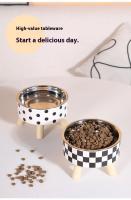Cuenco para perros y gatos con lunares a cuadros de acero inoxidable antideslizante fácil de limpiar para interiores y exteriores - details 1