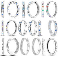 Gran oferta 2025 pendientes de aro con circonita brillante estrella luna sol pendientes redondos circulares de plata 925 para mujer joyería de compromiso de boda - details 0
