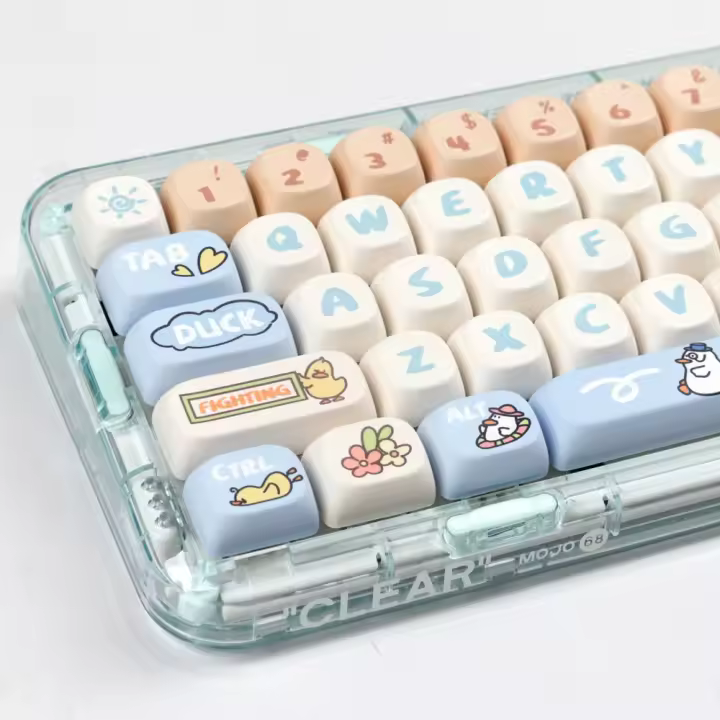 Bored Duck Keycaps Lindo dibujo animado MOA altura PBT sublimación adecuada para GH60 64 68 75 98 tapa de teclado mecánico (Teclado no incluido) - 1