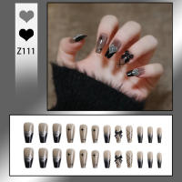 Uñas Falsas con Lazo Negro y Patrones de Estrellas Ideal para Principiantes en Arte de Uñas - details 5