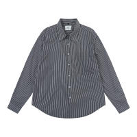 AMI Camisa de pareja con cuello en V a rayas con letras de corazón pequeño de moda, abrigo informal simple de manga larga para hombres y mujeres - details 0
