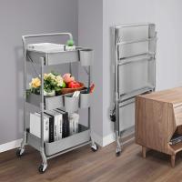 Cocina de 3 Niveles, Carrito Plegable de Metal, Estante con Ruedas, Organizador de estantes, Estante de Cocina, Carrito Plegable Multiusos para Cocina, baño, Oficina (Verde) - details 16