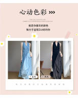 Vestido Largo de Crepé de Melocotón en Flor para Mujer verano 2025 Cuello en Capucha, Acolchado y Adelgazante Diseño Moda de Verano - details 1