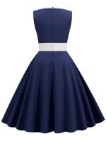 Women robe vintage print big swing 50s 60s retro party dress - details 3