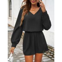Vestido de manga larga para mujer, elegante color sólido, de moda, suelto, informal, barato - details 1