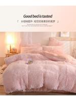 Conjunto de Cama de Terciopelo de Mink de Lujo para Otoño-Invierno Funda de Edredón de Reina, Sábanas, Almohadas Rosa de Alta Calidad - details 17
