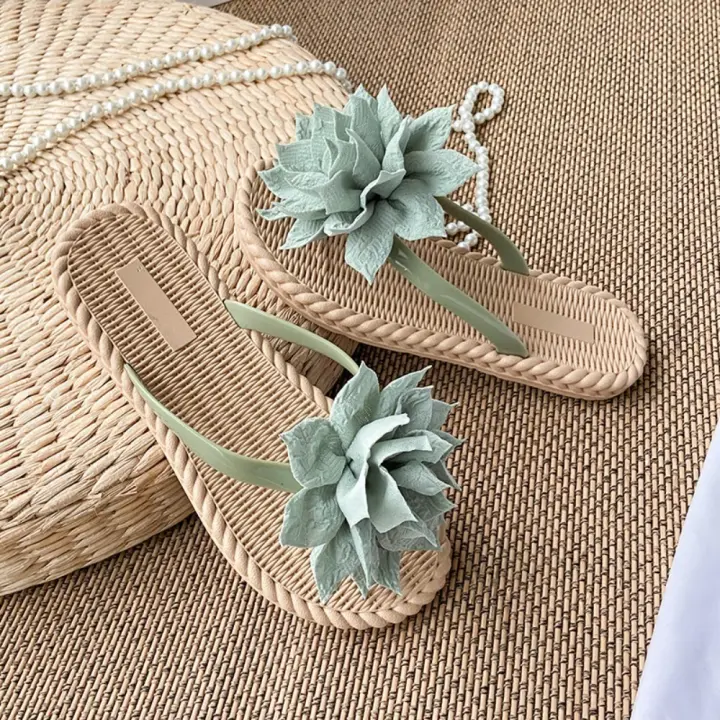 Dulce vacaciones flor chanclas antideslizantes planas sandalias de playa zapatos impermeables vacaciones playa zapatillas niñas - 1