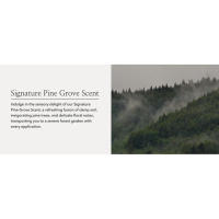 indulge in the sensory delight of our signature pine grove scent, forest garden with application
