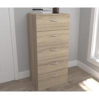 - Sinfonier 5 cajones guías metálicas, cómoda Dormitorio, Altura 110cm. (Roble) - details 1