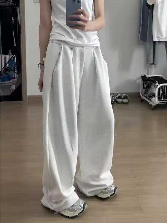 Pantalones de Sudor de Moda Vintage para Mujer Pantalones anchos y sueltos al Estilo Coreano con cremallera Ropa Deportiva Casual para Otoño 2025 - 1