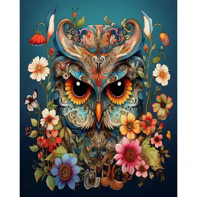 RUOPOTY Arte Moderno de Pintura por Número Búho de Pato de Flor en Lienzo - 1