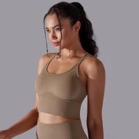 Sujetador de yoga sin costuras para mujer, sujetador deportivo cruzado de alto impacto, a prueba de golpes, top corto, transpirable, antisudor - details 17