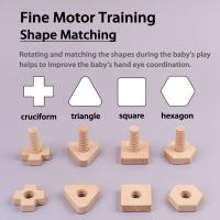 Bloquesde construcción de madera para bebé, juguete de tuerca de tornillo, forma geométrica, Educación Temprana, juguete a juego - details 1