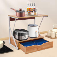 Estante para microondas de 54 x 35 x 50 cm, estante para microondas de 2 niveles con cajones y cubiertas protectoras, estante de cocina de pie para cocina y almacenamiento, hasta 10 kg - details 1