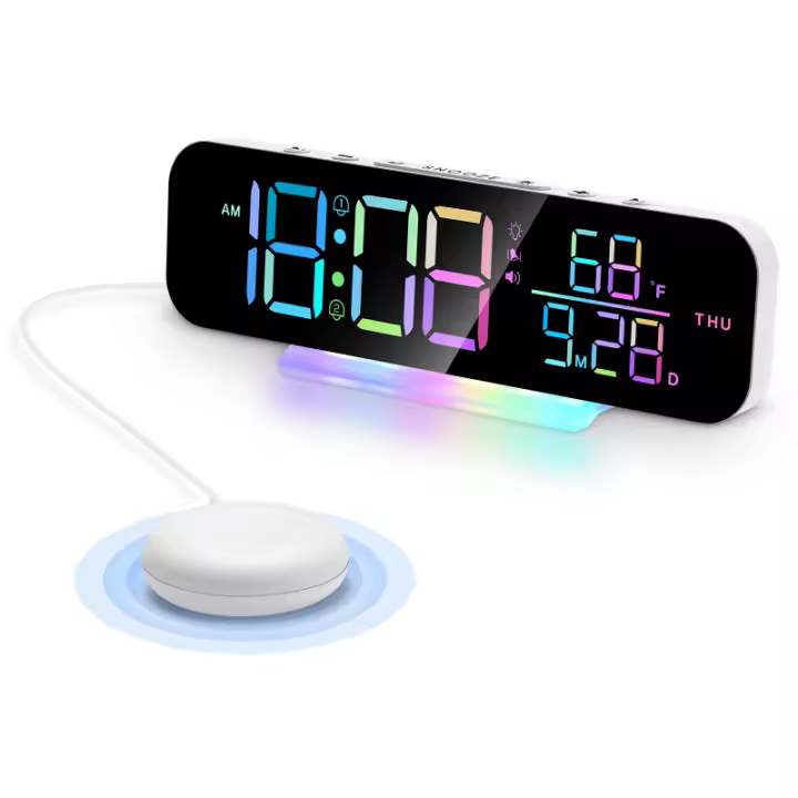 Despertador con Vibración Súper Fuerte Pantalla Digital LED Grande Luz Nocturna - 1