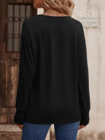 Camiseta holgada de manga larga con cuello en V para mujer, Tops blancos informales, jersey de oficina, otoño e invierno, nuevo - details 14