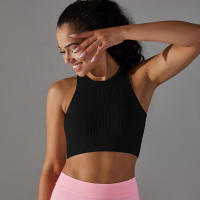 Tops de yoga para mujer, top de gimnasio sexy, sujetador informal a rayas sin costuras, ropa interior transpirable, top para correr - details 1