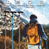 Bastón de Trekking ligero y ajustable para hombre y mujer, bastón plegable con mango de goma - details 0