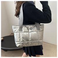Moda señoras Tote bolsos de gran capacidad de algodón acolchado bolsa de compras rombo bolso portátil acolchado sólido para viajes de ocio - details 23