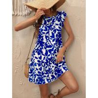 Vestido de verano para mujer con cuello redondo, manga con volantes y estampado de volantes - details 22