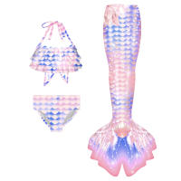 Traje de baño de sirena rendimiento traje de baño de tres piezas cola de pez grande, mediano y pequeño niñas transfronterizas ropa de bikini para niños - details 1