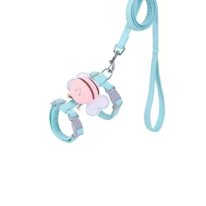 Collar de malla ajustable para perros y gatos, arnés y traje de cuero, antiescape, chaleco para mascotas - 1