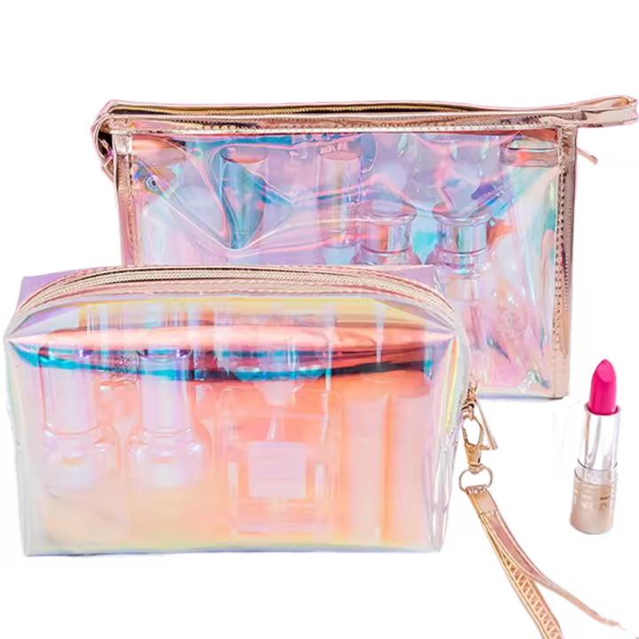 Bolsa de PVC transparente para brochas de maquillaje, neceser de belleza para mujer, bolsa de lavado con cremallera, bolsa de maquillaje, bolsa de cosméticos de viaje - 1