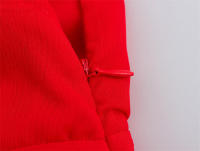 Top de playa de gasa de cintura alta para mujer Vestido corto irregular con cuello redondo en V - details 3