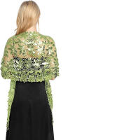Mantón de mujer con lentejuelas, mantón elegante con patrón de flecos de encaje, camisa roja de honor vintage, vestido, fiesta - details 4