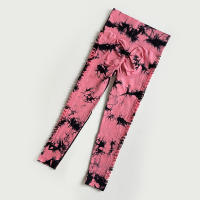 Leggings deportivos de tie dye con abertura escalonada lado inconsútil - details 9