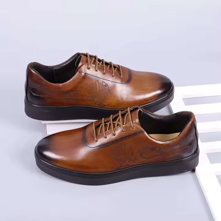 Todos a la venta, zapatos de hombre de moda, informales, con punta redonda, formales, de piel de vaca - 1