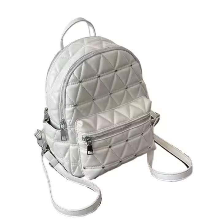 2025 nueva mochila popular rombo bordado hilo remache mochila pequeña fragante cuero suave niñas compras bolsa versátil - 1