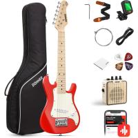 Kit de Guitarra Eléctrica Premium para Principiantes 30 Pulgadas, Estilo ST, Incluye Amplificador, Sintonizador, Capo, Bolsa, Cuerda, Cable (Rojo) - details 0
