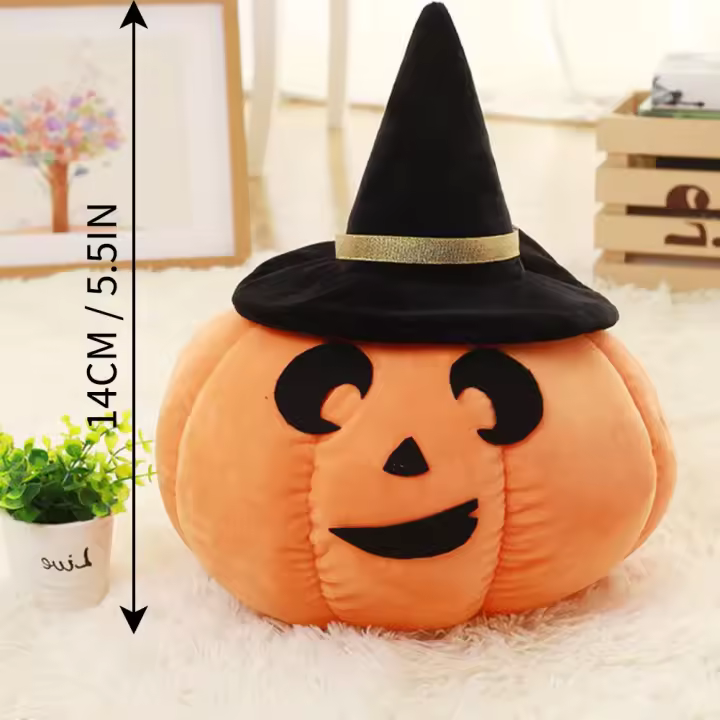 Almohada de calabaza de Halloween, cojín suave de algodón PP, juguetes de peluche, adorno de tela para decoración del hogar, regalos de fiesta de vacaciones, habitación de niños, nuevo - 1