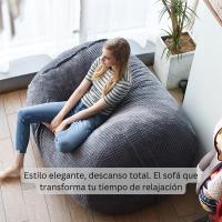 Funda Puff 120cm Peluche Lavable en Lavadora - CubreSofá Lujo para Adultos y Mascotas | Tela Impermeable Antimanchas | Sin Relleno + 3 Plazos Klarna | Certificado Anti-Alergias - details 8