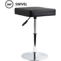 Cuadrado Cuero Silla Ocio Bar Trabajo Giratorio Ajustable en Altura Garaje sin Respaldo barbero Blanco - details 10