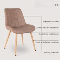 Juego de Sillas de Comedor ENA Latte Estilo Nórdico Vintage Asiento Acolchado, Respaldo Ergonómico, Diseño Elegante Color Beige Oscuro - details 3