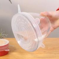 Tapas elásticas de silicona de 6 piezas, tapa Universal para cuenco, olla, sartén para cocinar alimentos frescos, cubierta para microondas - details 0