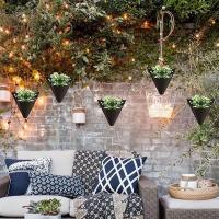 3 Piezas Bolsas de Plantación Colgantes Balcón, Bolsa de Plantación Colgante Vertical, Pared de Jardín Vertical, Diseño Triangular, con Ganchos, para Exterior, Interior, Jardín, Hogar, Decoración, Patio (Negro) - details 3