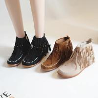Botines de mujer con flecos planos, lujosas zapatillas góticas con hebilla de cinturón, diseño elegante, talla grande 43 - details 6
