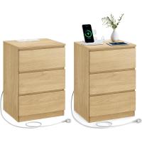 Mesita de Noche Moderna Blanca Nube LET631W14 Estación de Carga, Mesa Auxiliar con 3 Cajones, 2 Tomas AC, 2 Puertos USB - details 31