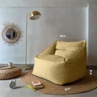 Reposapiés Salon de Lujo - [50x40x30 cm] Sofá Puf de Diseño con Relleno Incluido para Escritorio u Oficina - Taburete Bean Bag Silla Grande en Cuero Sintético Beige - details 53