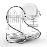 Escurridor de platos práctico en forma de S de 2 niveles, estante de secado de platos de Metal que ahorra espacio, escurridor de tazas estable, encimera - details 5