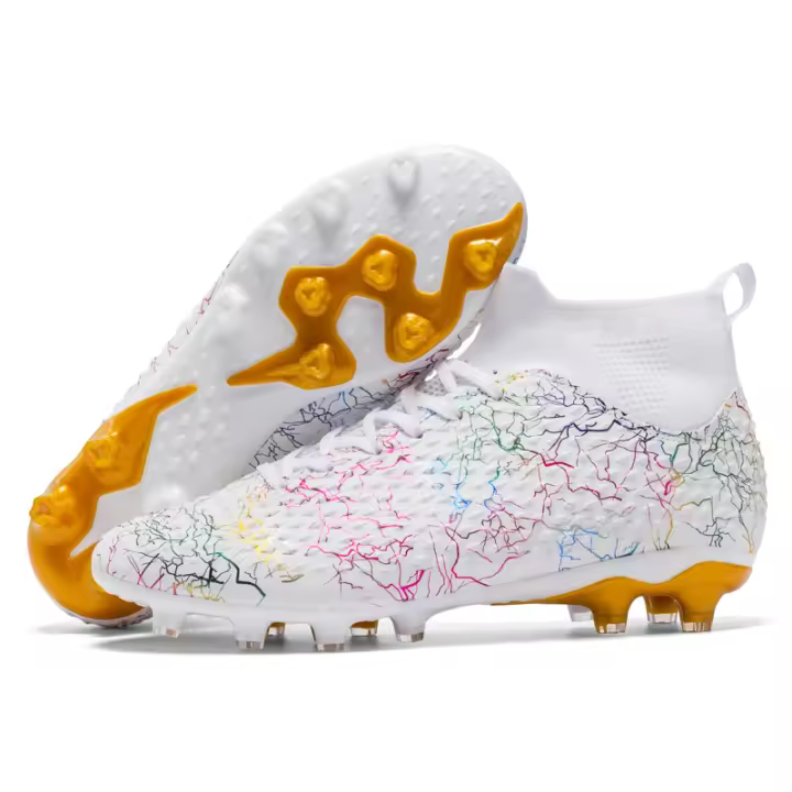 Zapatos de fútbol de caña alta para césped artificial, tacos largos, piel, zapatos de entrenamiento para hombres y mujeres - 1