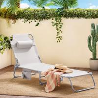 Jardín Mecedora, Tumbona Inclinable de Acero Plegable con Almohada Playa Piscina, Tumbona, OGS35-MI ES - details 5