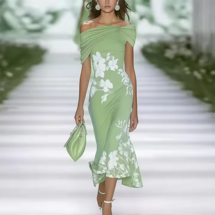 Vestido Largo para Mujer 2025 Miravia Estampado Elegante para Oficina/Fiesta - 1