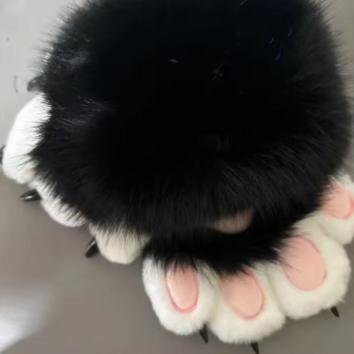 Guantes de disfraz de Cosplay de dibujos animados, traje de Fursuit Kigurumi, guantes de pata de gato de peluche, accesorios de Cosplay peludos gruesos, regalos - 1