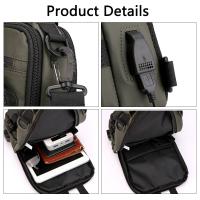 Bandolera impermeable con una correa, bolso ligero antirrobo de nailon con puerto de carga USB para senderismo - details 7